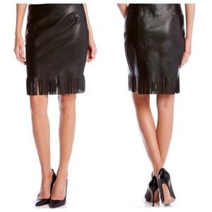 Karen Kane Faux Leather Fringe Skirt!